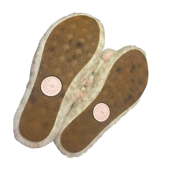 UGG Fluff Yeah Slide Slipper Panther Print Platform Cream Pink Back Strap Size 9 - Picture 11 of 13